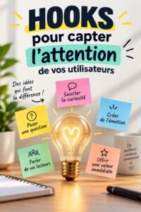 Femme d'affaires souriante présentant une stratégie d'accroche efficace.