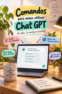 Femme utilisant Chat GPT sur un ordinateur dans un cadre chaleureux.