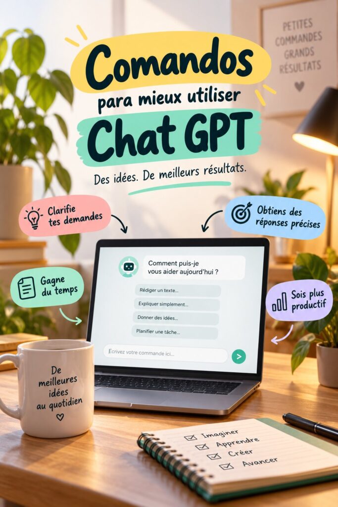 Femme utilisant Chat GPT sur un ordinateur dans un cadre chaleureux.