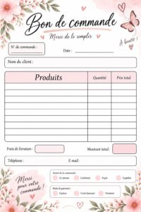 Image d'une feuille de commande bien conçue pour le processus d'achat, symbolisant l'organisation en entrepreneuriat.