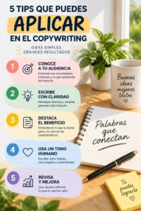 Femme écrivant au bureau en utilisant des techniques de copywriting