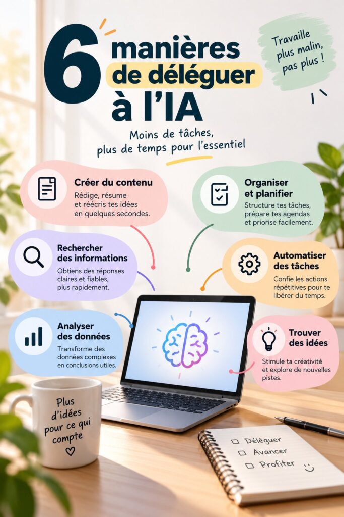 Femme utilisant un ordinateur avec des outils d'IA pour la productivité