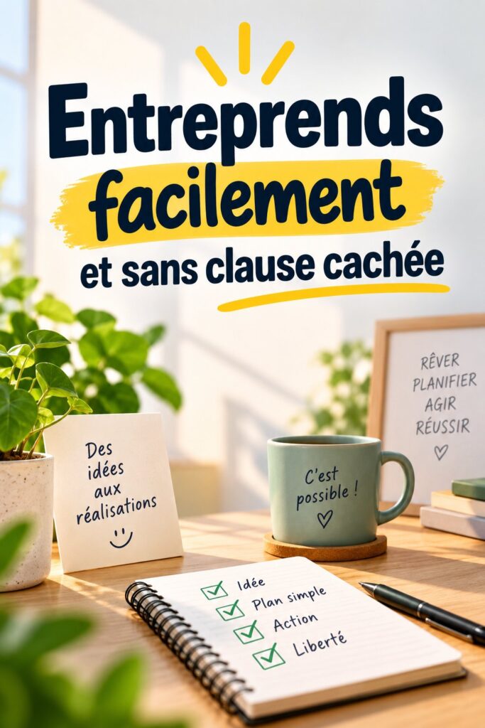 Femme d'affaires souriante travaillant sur son projet d'entreprise, symbolisant l'entrepreneuriat serein.