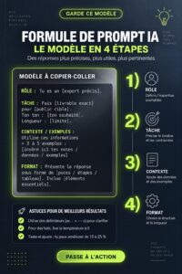 Femme utilisant un ordinateur pour créer des prompts efficaces en 4 étapes.