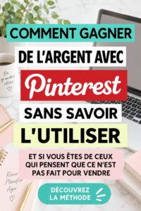 Femme examinant ses revenus grâce à Pinterest, assise à un bureau décoré.