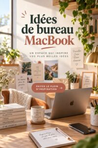 Un bureau moderne et épuré avec un MacBook, inspirant la productivité.