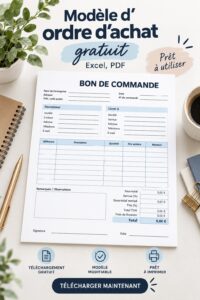 Femme créant un bon de commande sur son ordinateur
