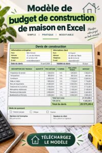 Modèle de budget de construction sur Excel avec graphique