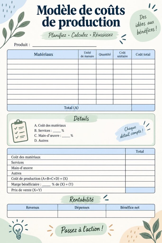 Femme entrepreneuse utilisant un modèle de budget pour sa production.