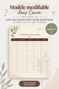 Un modèle Canva élégant pour la gestion des stocks sur un ordinateur portatif