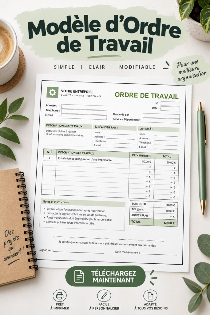 Des modèles d'ordre de travail pour une gestion du temps efficace