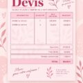 Modèle A4 rose pastel pour devis professionnels