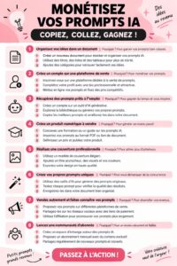Femme d'affaires travaillant sur un ordinateur avec des idées de prompts d'intelligence artificielle