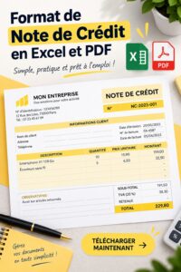 Exemple de note de crédit professionnelle créée avec Excel
