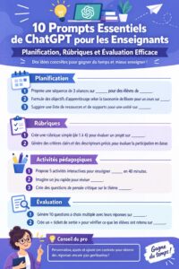 Un enseignant utilisant ChatGPT pour la planification de ses cours, entouré de livres.