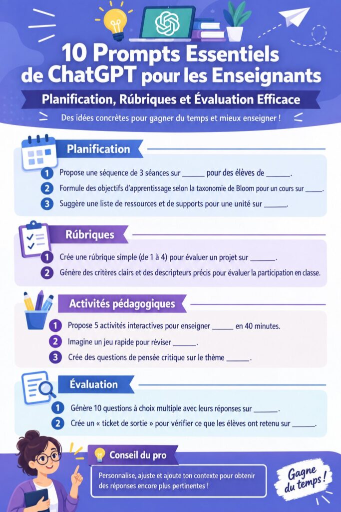 Un enseignant utilisant ChatGPT pour la planification de ses cours, entouré de livres.