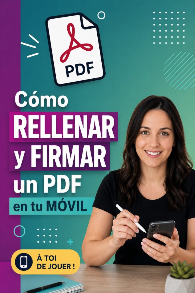 Femme utilisant son mobile pour remplir et signer un PDF