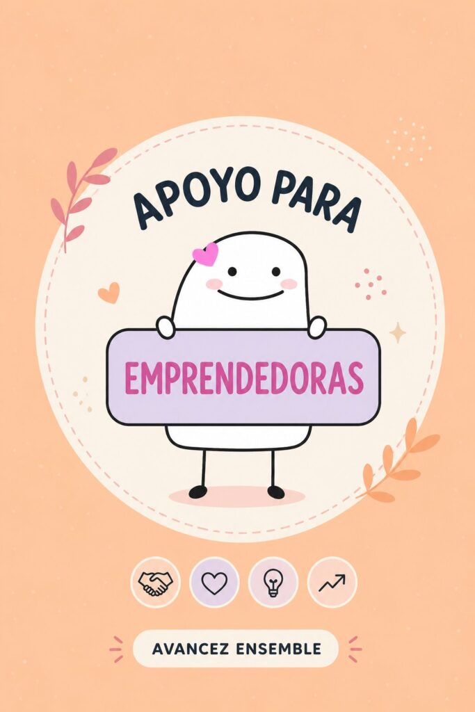 Femme entrepreneure souriante dans un bureau inspirant, symbolisant le soutien et la réussite.