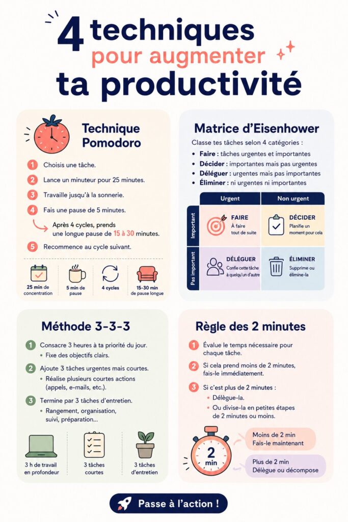 Femme travaillant sur son ordinateur portable, utilisant des méthodes de productivité.