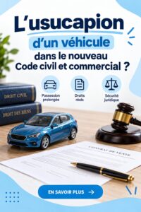 Image représentant des documents juridiques relatifs à la usucapion des véhicules.