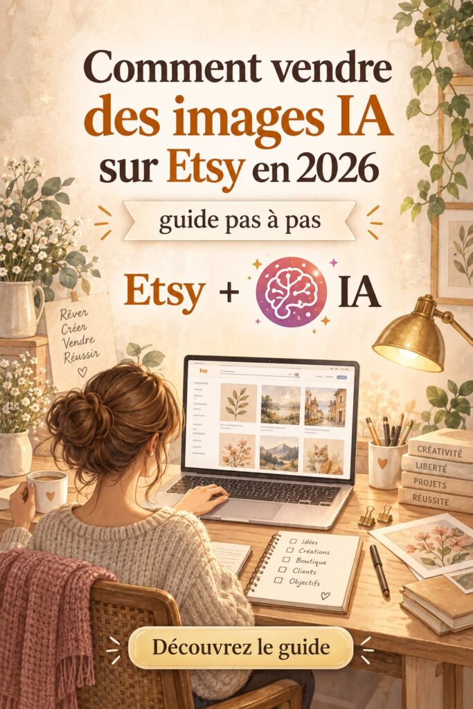 Femme travaillant sur des créations d'images IA sur son ordinateur