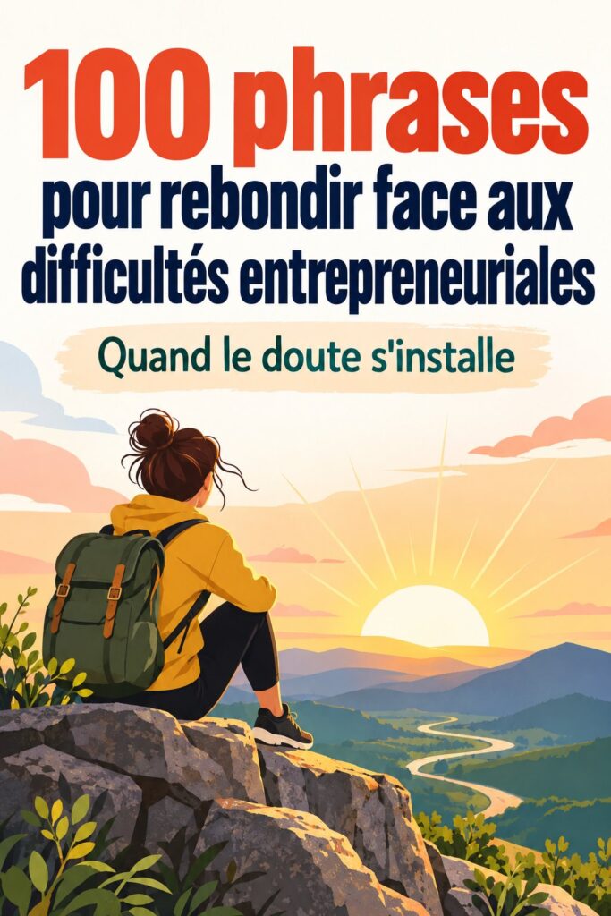 Une collection de phrases motivantes pour les entrepreneurs, inspirante et encourageante.