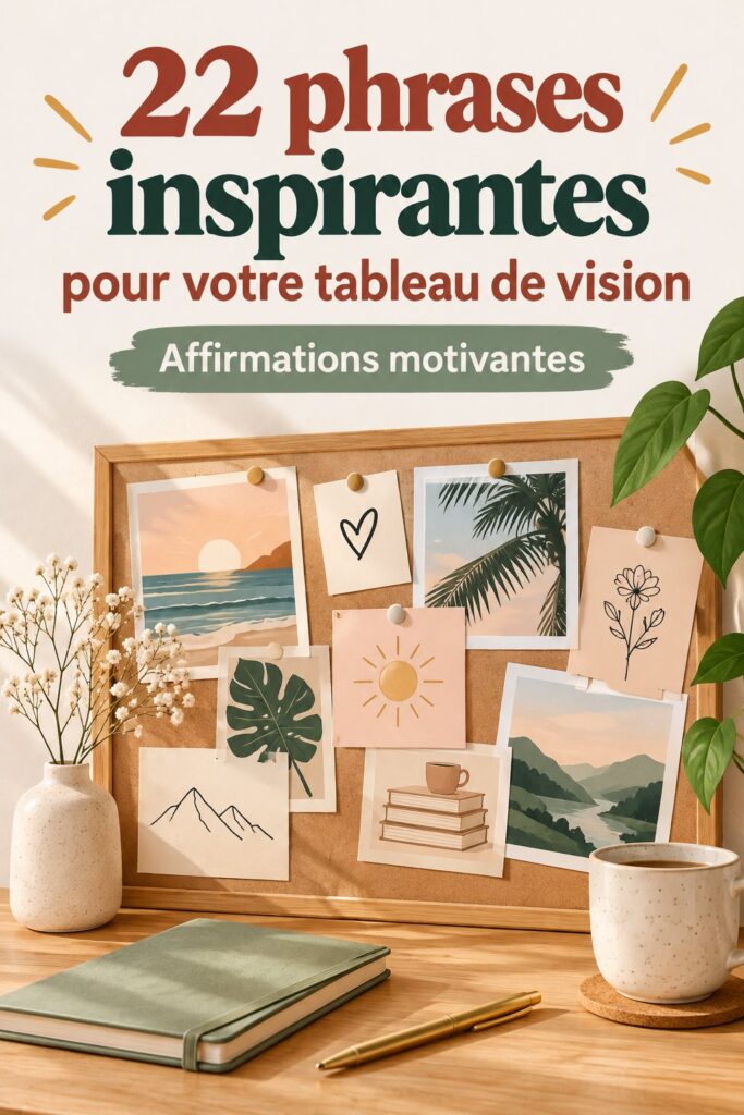 Une femme souriante travaillant sur son vision board inspirant pour 2024.