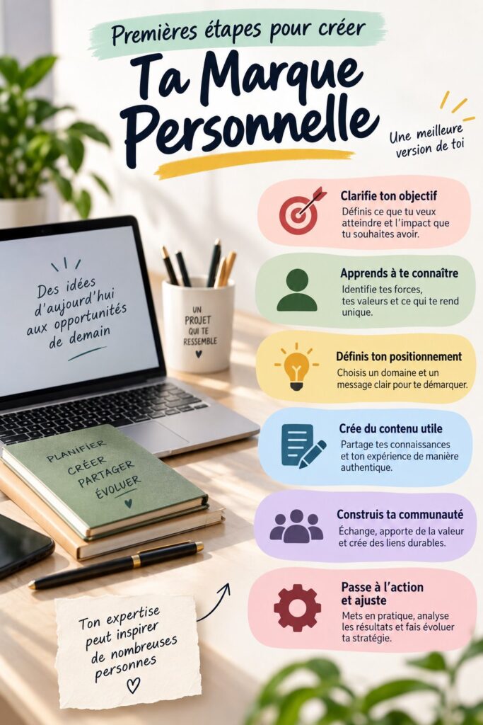 Femme souriante réfléchissant à la création de sa marque personnelle.