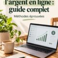 Femme utilisant un ordinateur pour travailler en ligne et générer des revenus