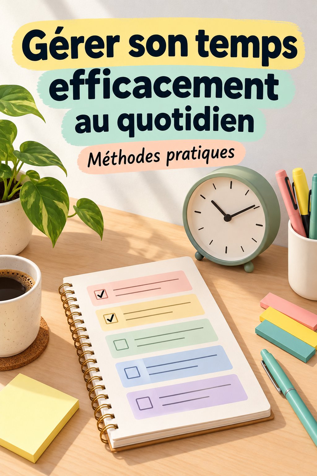 Une femme souriante planifiant ses tâches journalières