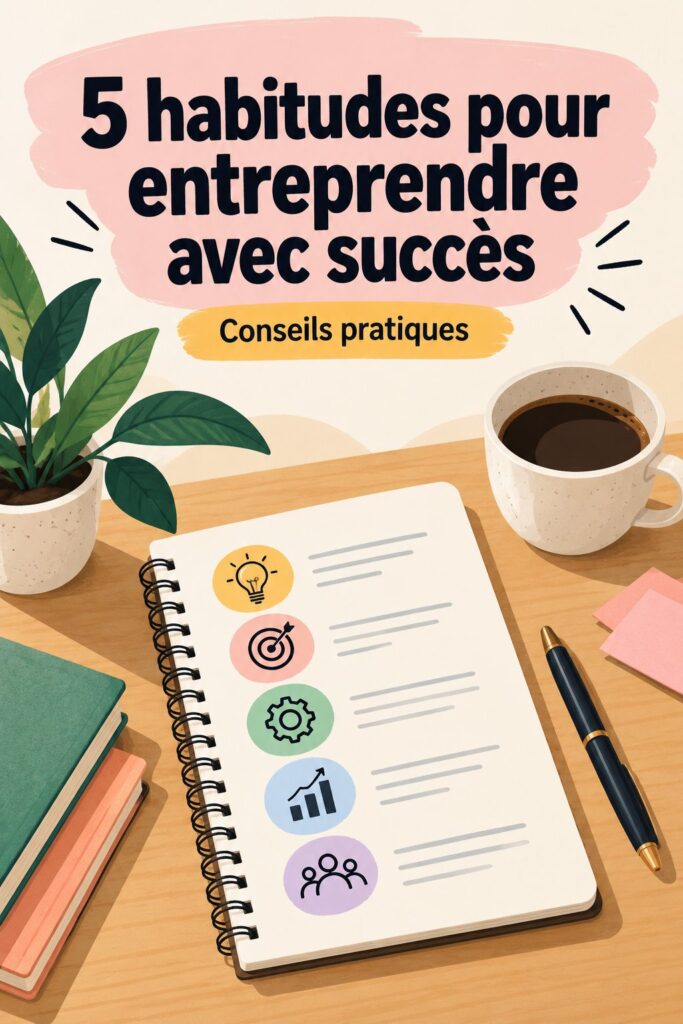 Femme entrepreneuse travaillant sur son projet avec un carnet et un café.