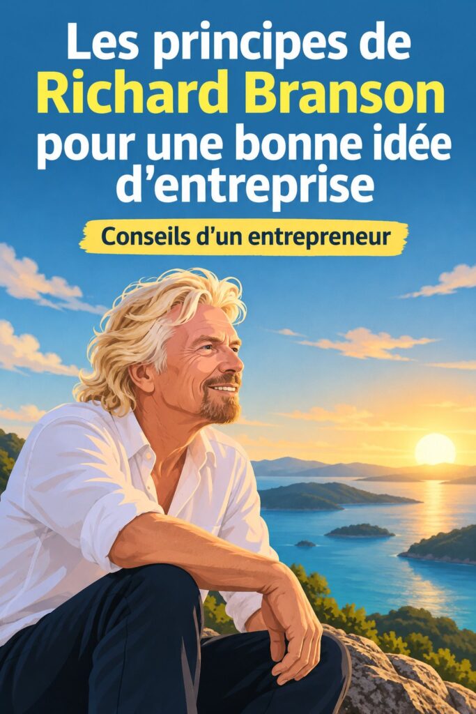 Image inspirante représentant Richard Branson en conférence, parlant d'entrepreneuriat.