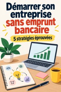 Illustration d'une femme entrepreneuse travaillant sur son projet sans prêt