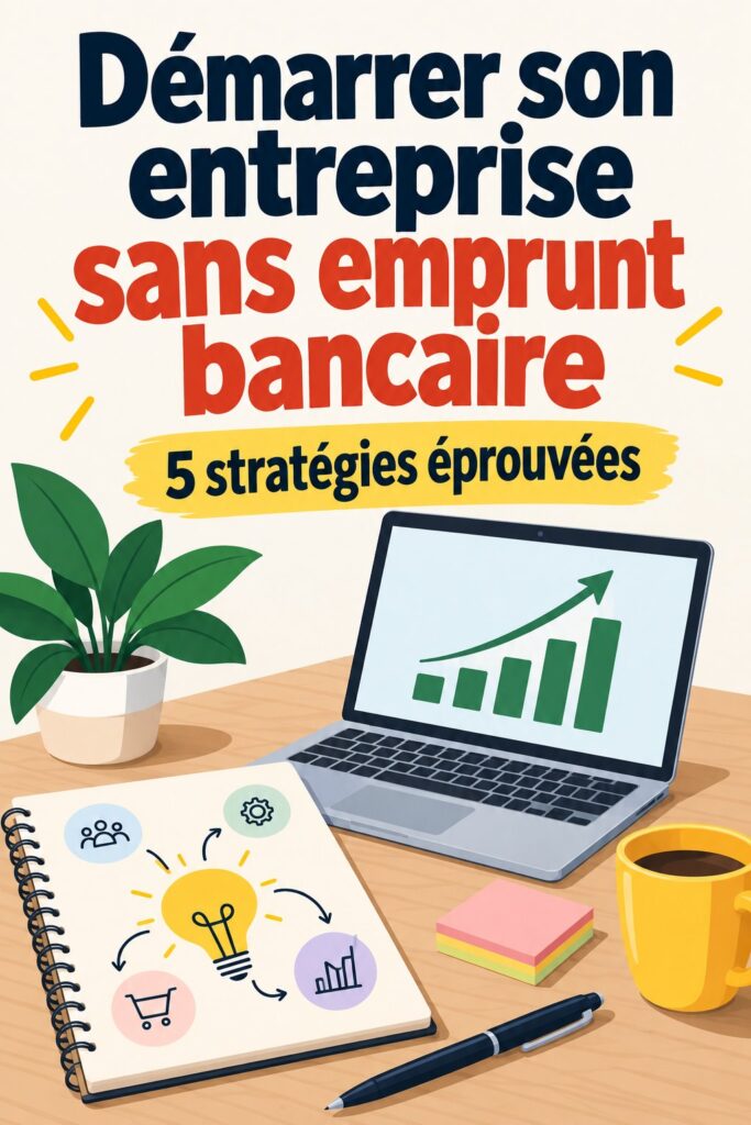 Illustration d'une femme entrepreneuse travaillant sur son projet sans prêt