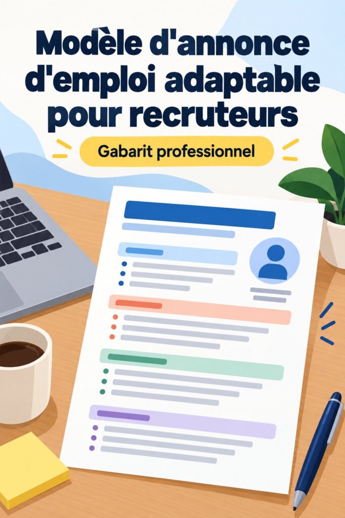 Un modèle d'annonce d'emploi sur un bureau avec des éléments de décoration accueillants.