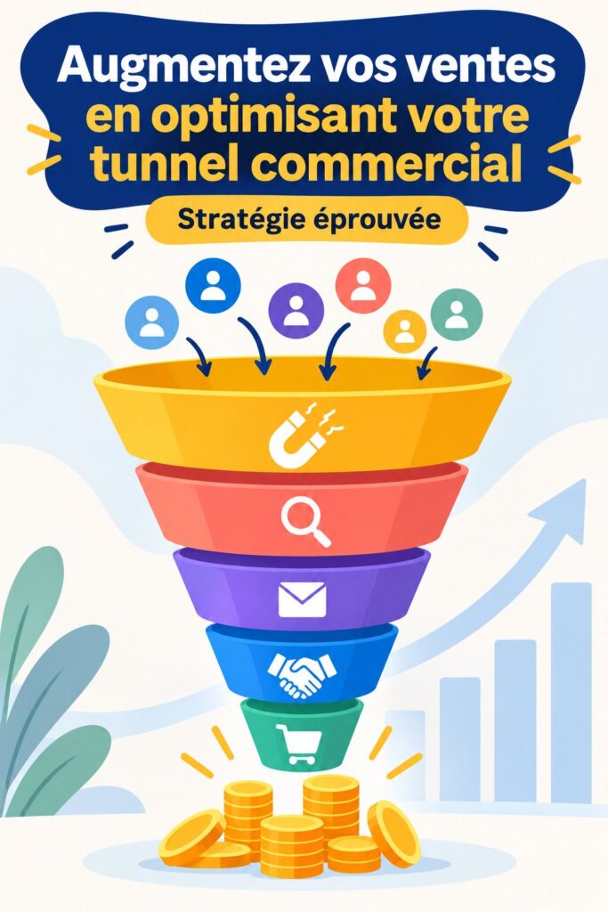 Illustration du tunnel commercial avec des étapes optimisées pour augmenter les ventes.