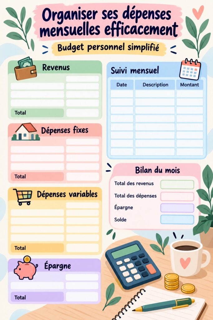 Femme utilisant une application pour organiser ses dépenses mensuelles