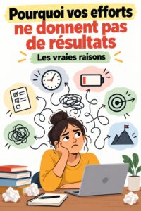 Femme souriante travaillant sur un ordinateur avec des notes organisées, représentant la productivité et l'organisation.