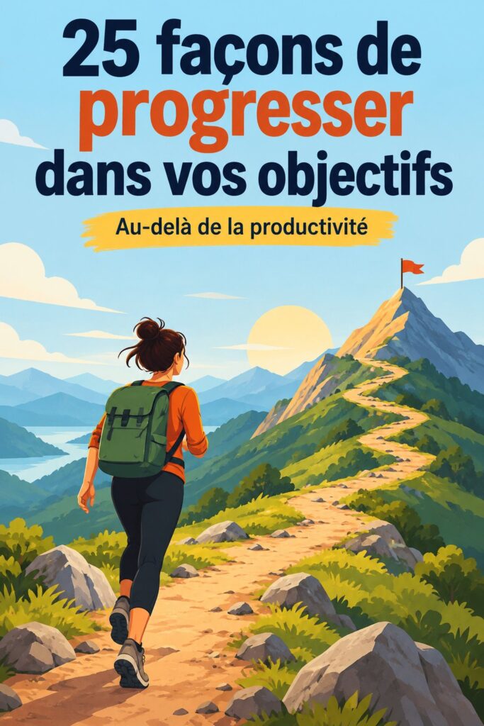 Illustration chaleureuse représentant une femme qui progresse vers ses objectifs.