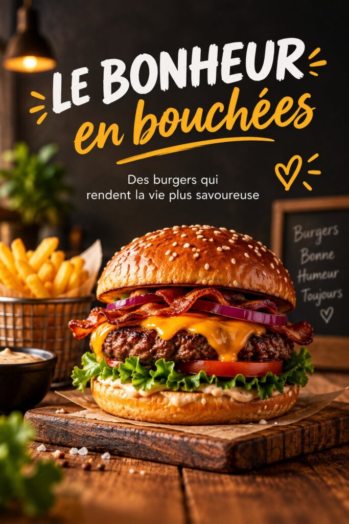 Une femme dans un restaurant utilisant les réseaux sociaux pour promouvoir son business de burgers